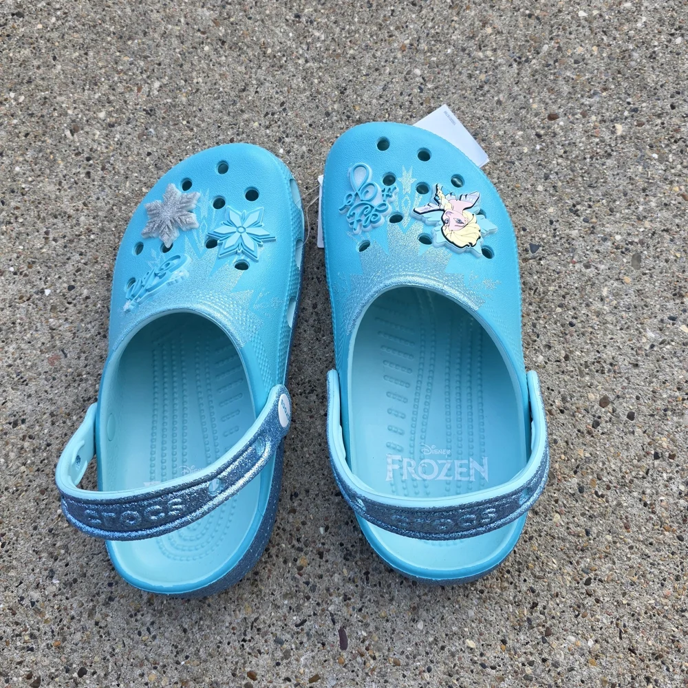 Frozen Kids Blue Crocs Sandals Youth Girls 4Y